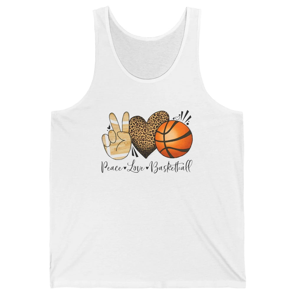 Peace Love Basketball Leopard Heart Basketball Lovers Gift Unisex Jersey Tank