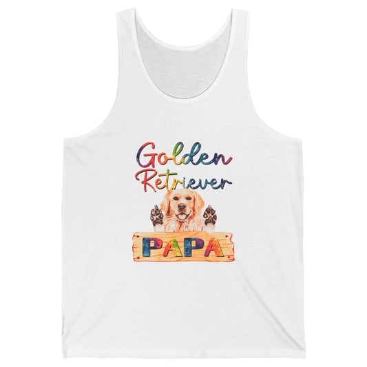 Colorful Golden Retriever Dog Papa Cute Puppy Father Dad Unisex Jersey Tank