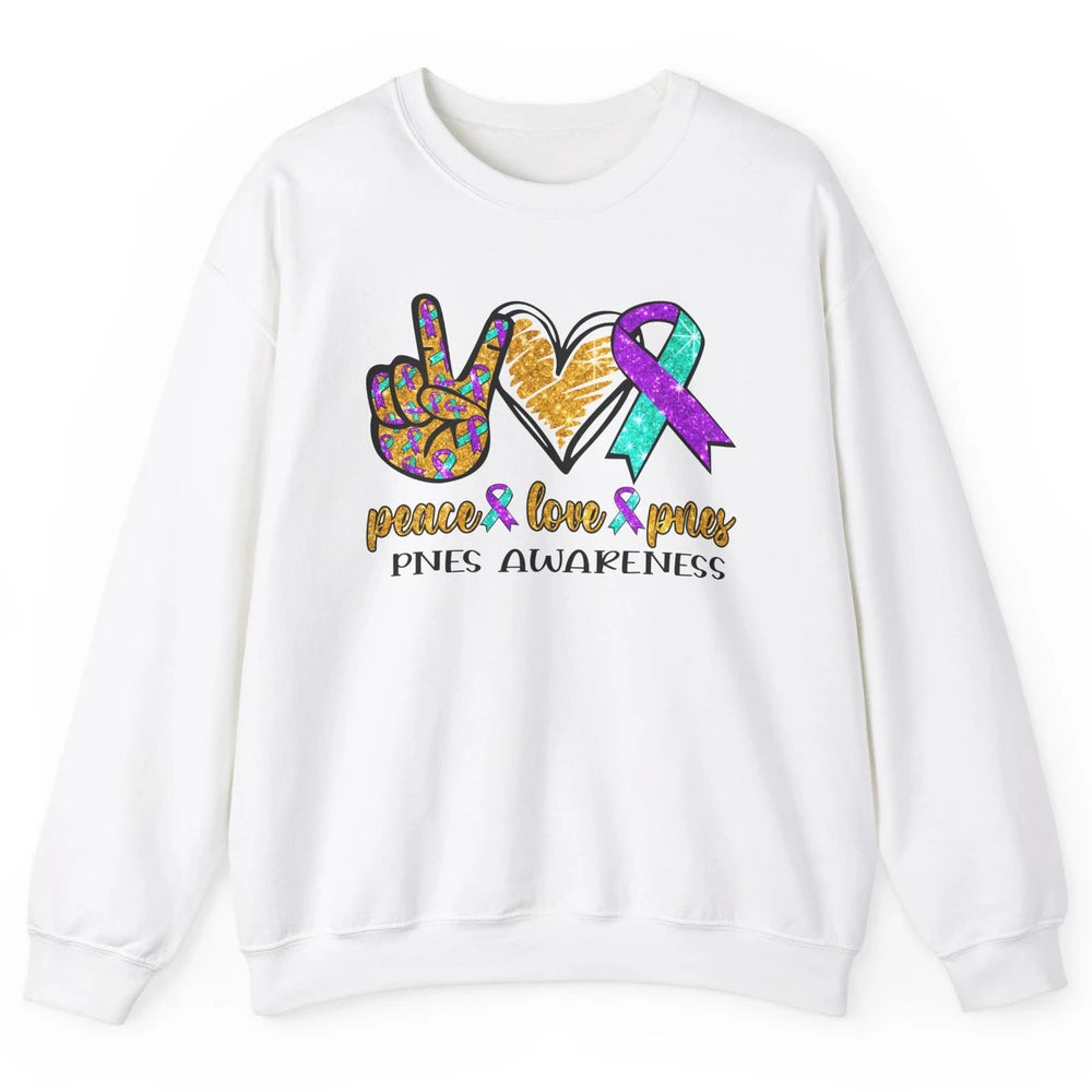 Psychogenic Non-epileptic Seizures Peace Love PNES Ribbon Unisex Crewneck Sweatshirt