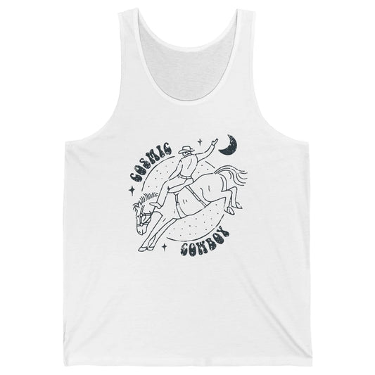 Retro Cowboy Riding Cosmic Cowboy Western Country Cowgirl Unisex Jersey Tank