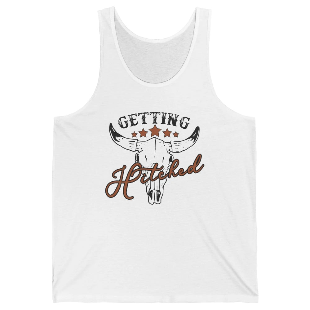 Retro Bull Skull Getting Rowdy Gettin Hitched Western Bridal Unisex Jersey Tank