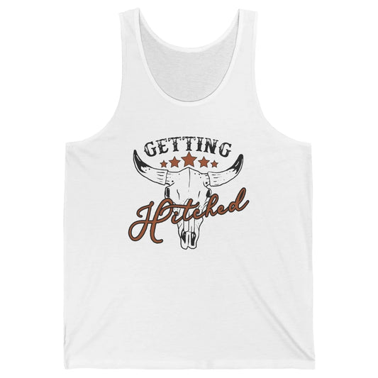 Retro Bull Skull Getting Rowdy Gettin Hitched Western Bridal Unisex Jersey Tank