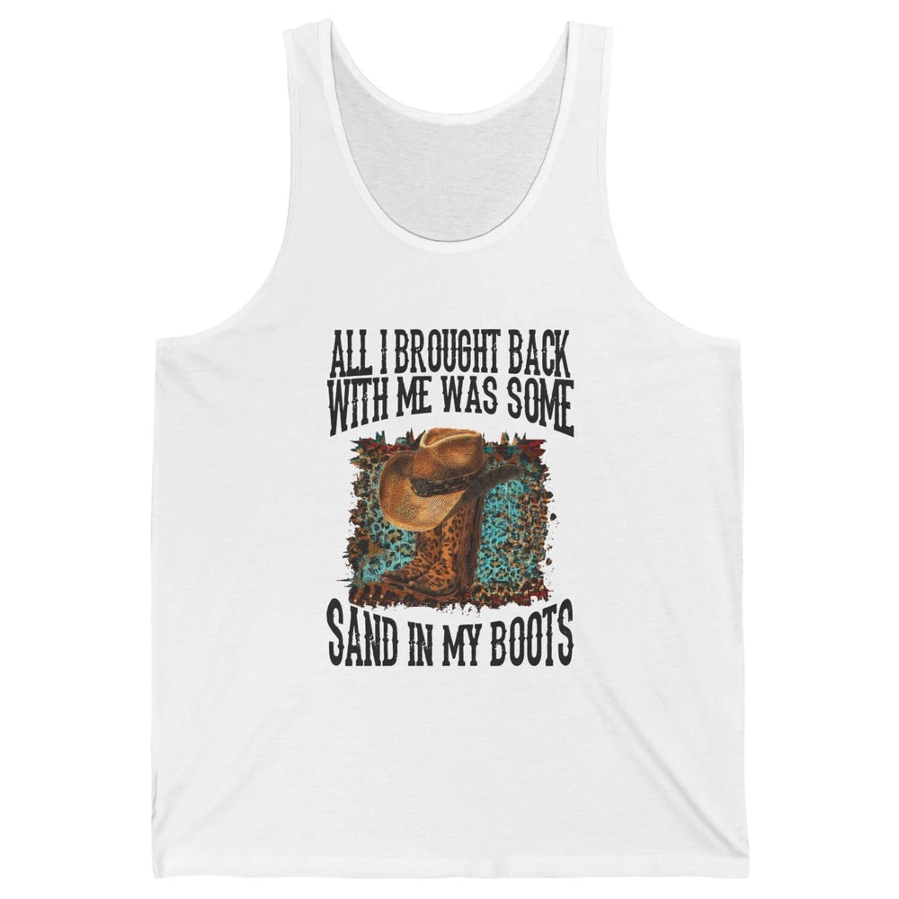 Retro Leopard Sand In My Boots Western Cowgirl Cowboy Hat Unisex Jersey Tank