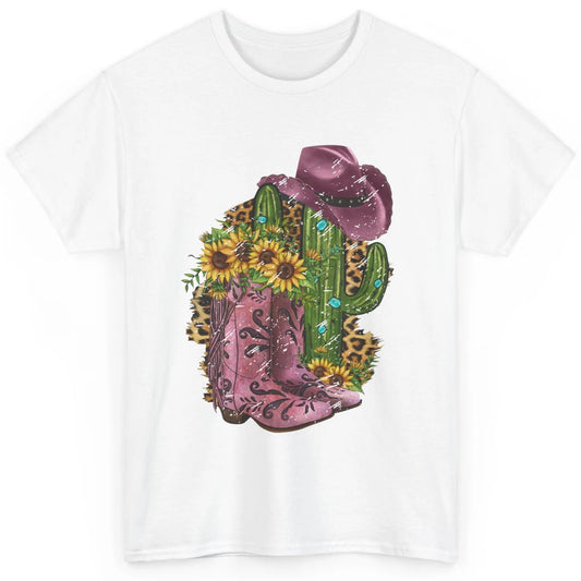 Retro Cowboy Boots & Hat Sunflower Let's Go Girls Cowgirls Classic Unisex T-Shirt