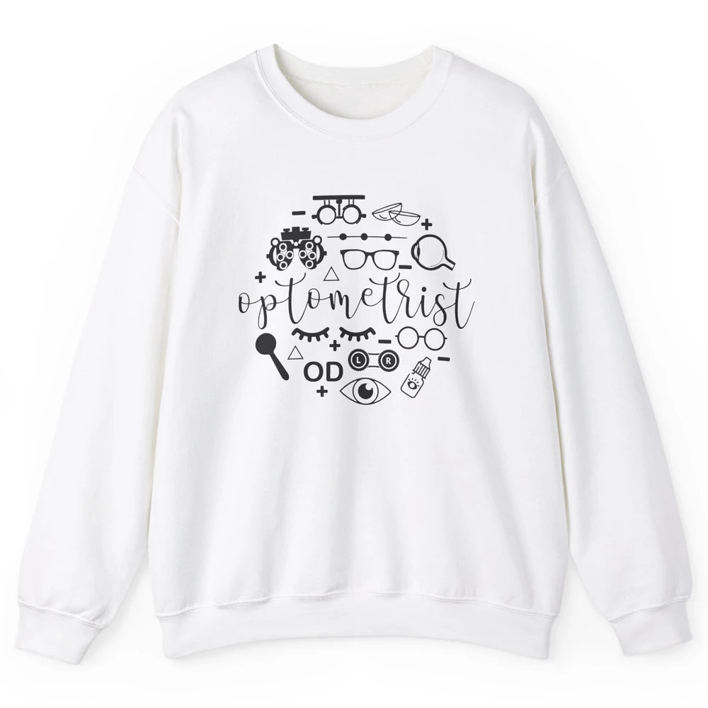 Optometry Symbols Optometrist Eyeglasses Spectacles Optician Unisex Crewneck Sweatshirt