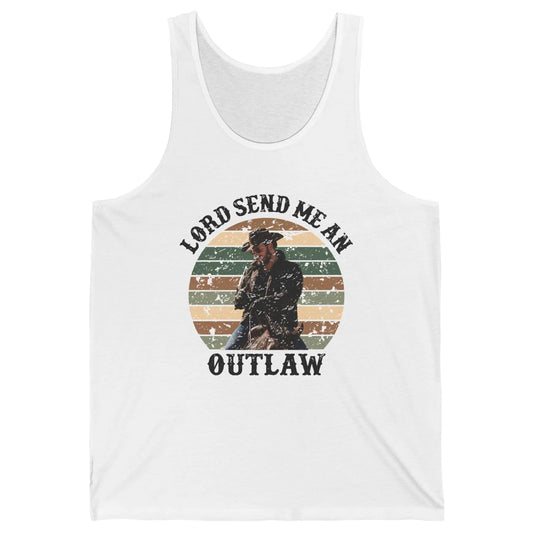 Retro Cowboy Horsing Lord Send Me An Outlaw Western Country Unisex Jersey Tank