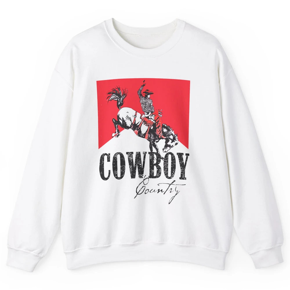 Retro Cowboy Country Horseback Western Country Cowgirl Gift Unisex Crewneck Sweatshirt