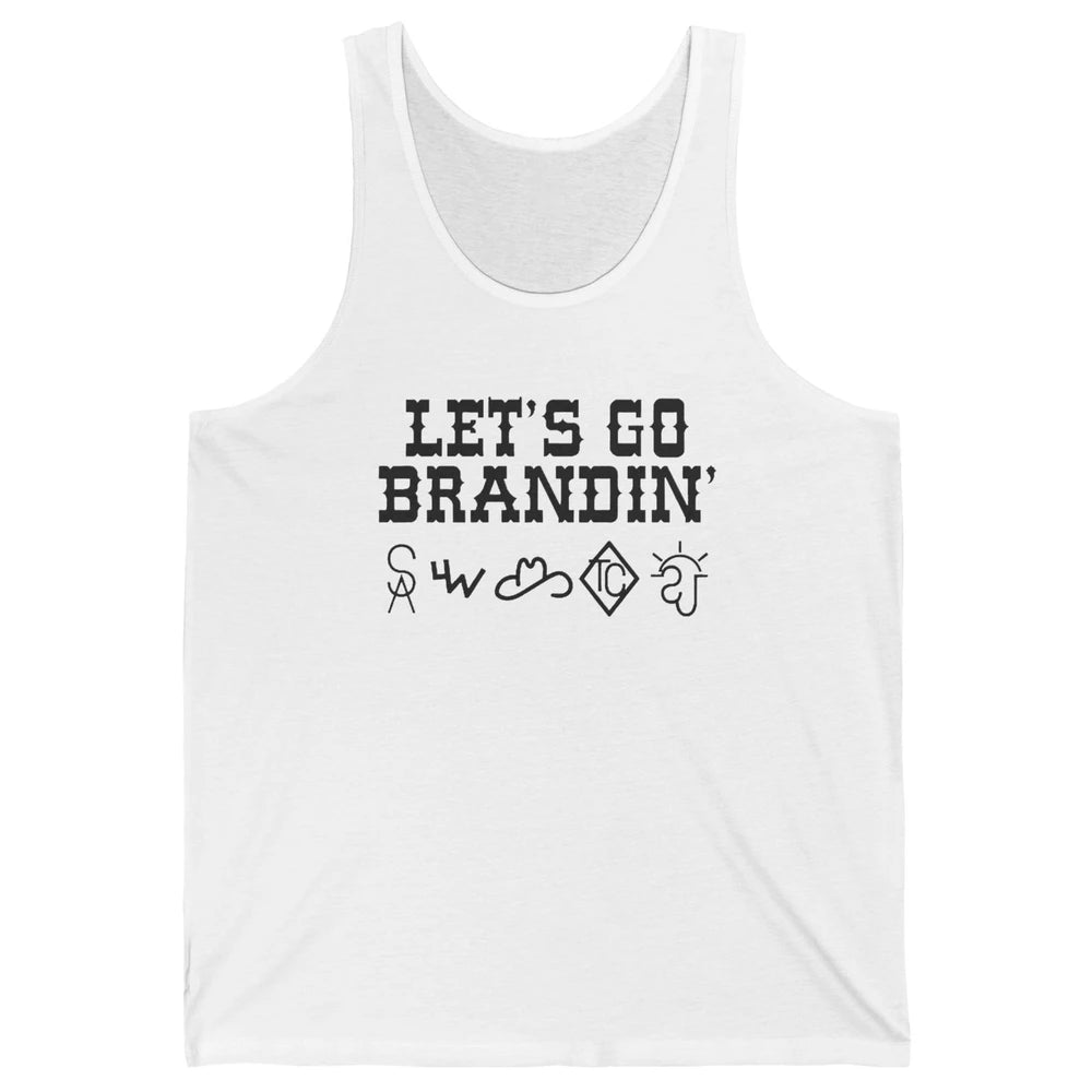 Retro Cowboy Hat Let's Go Brandin' Western Country Symbols Unisex Jersey Tank