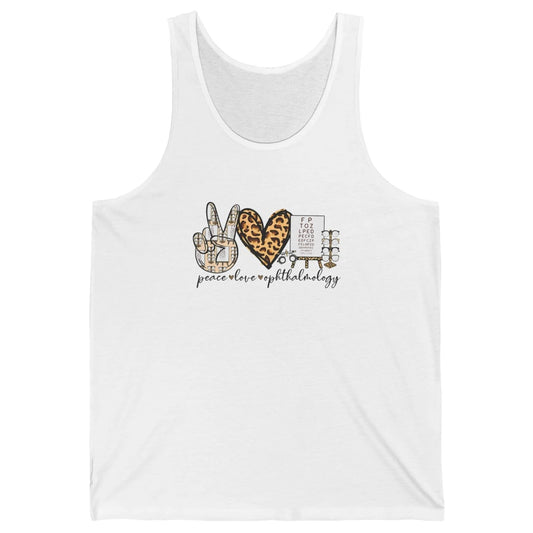 Peace Love Ophthalmology Leopard Heart Optician Optometrist Unisex Jersey Tank