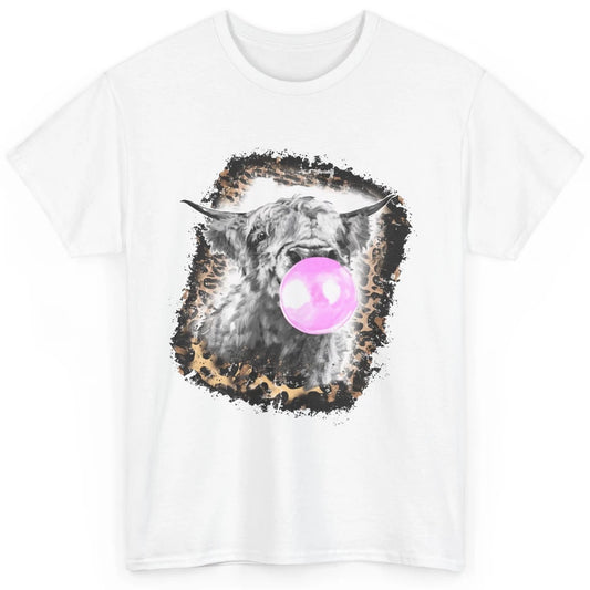 Retro Highland Cow Leopard Bubble Gum Western Farm Animals Classic Unisex T-Shirt