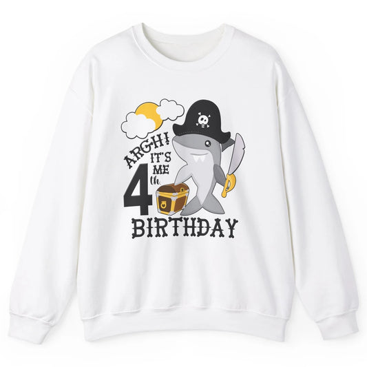Pirate Shark 4th Birthday Party 4th Birthday Boy Girl Gift Unisex Crewneck Sweatshirt