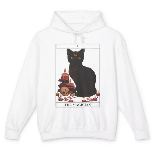 Retro Halloween Gothic Cat The Magician Tarot Witchcraft Unisex Lightweight Hoodie