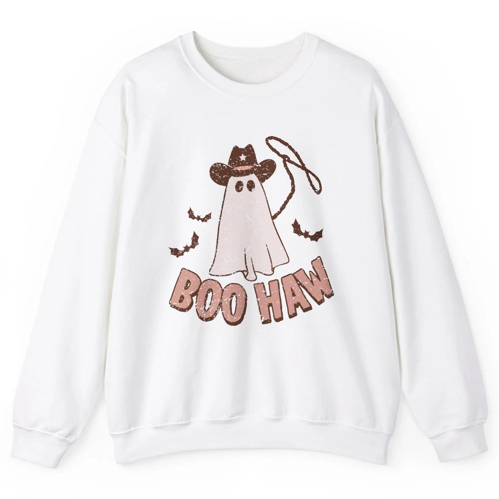 Retro Cowboo Boo Haw Ghost Fall Spooky Season Western Cowboy Unisex Crewneck Sweatshirt