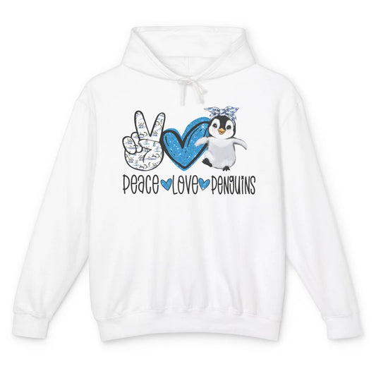 Peace Love Penguins With Headband Baby Penguins Lovers Gift Unisex Lightweight Hoodie