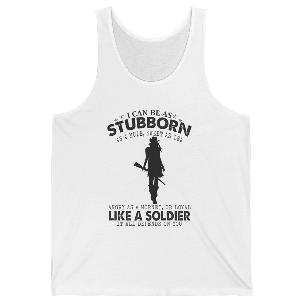 Retro Cowgirl Stubborn As Mule Sweet As Tea Western Country Unisex Jersey Tank