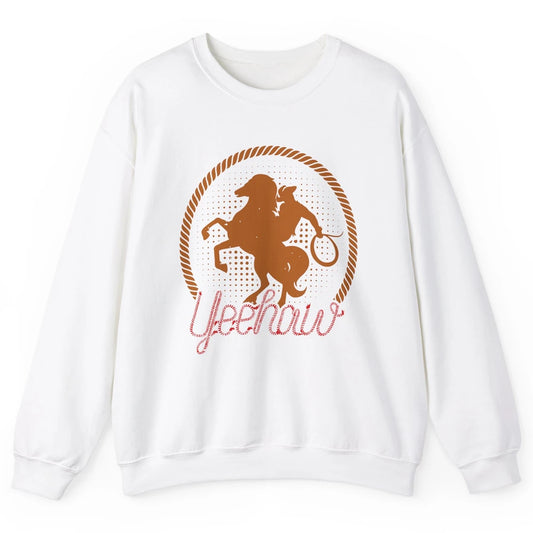 Retro Cowboy Lasso Hat Yeehaw Western Country Cowgirls Horse Unisex Crewneck Sweatshirt