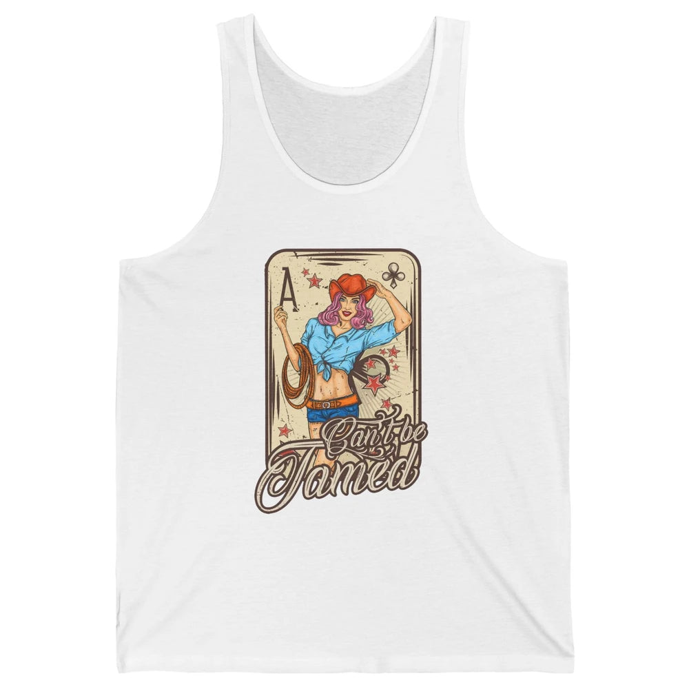 Retro Cowgirl Card Can't Be Tamed Western Country Midwest Unisex Jersey Tank