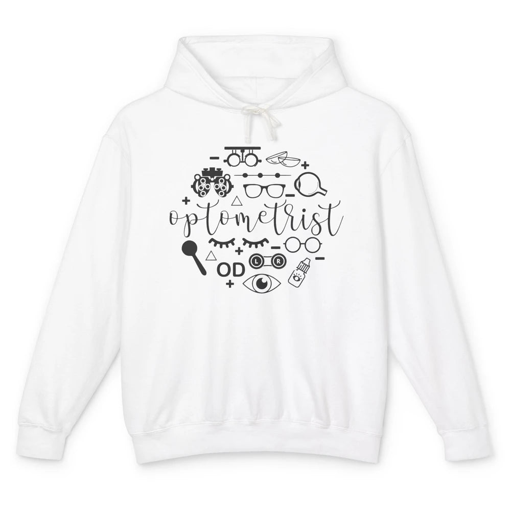Optometry Symbols Optometrist Eyeglasses Spectacles Optician Unisex Lightweight Hoodie