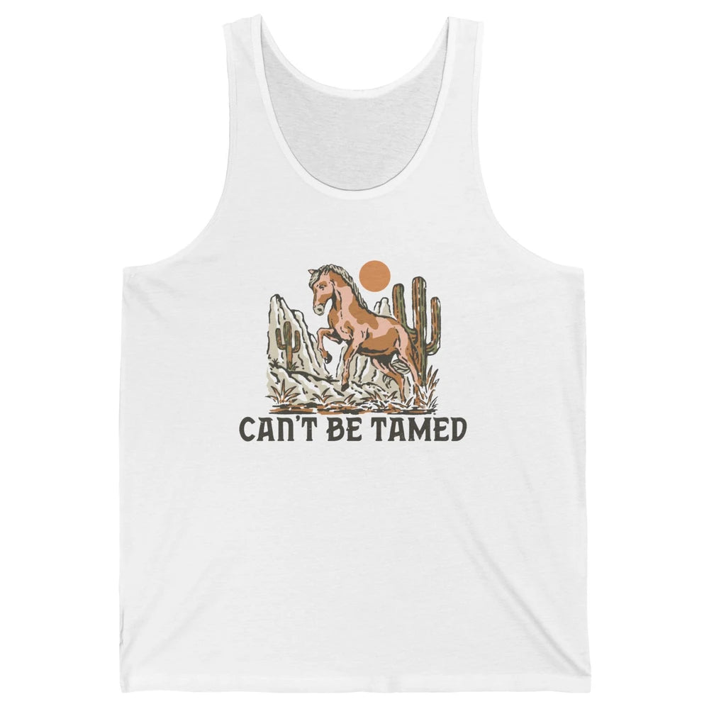 Retro Horse Desert Cactus Sunset Can't Be Tamed Western Unisex Jersey Tank
