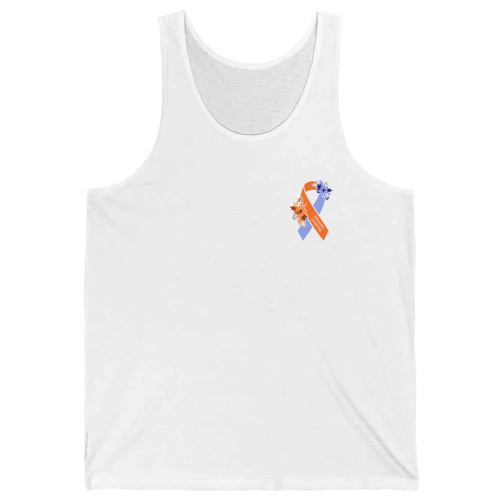 Psoriatic Arthritis Awareness PsA Floral Blue Orange Ribbon Unisex Jersey Tank