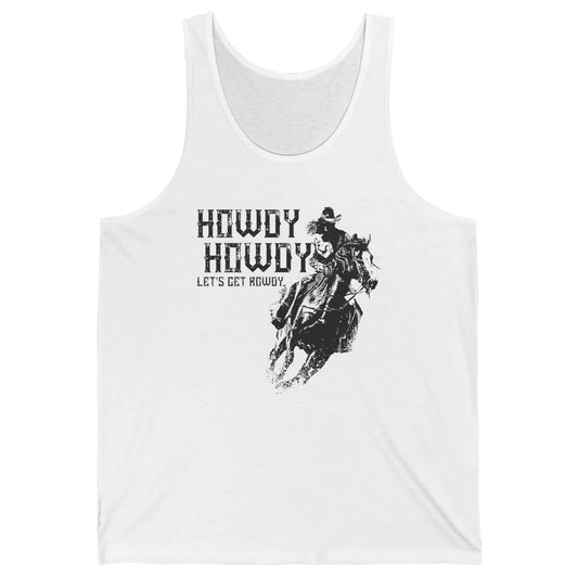 Retro Howdy Cowboy Rodeo Riding Horse Western Country Men Unisex Jersey Tank