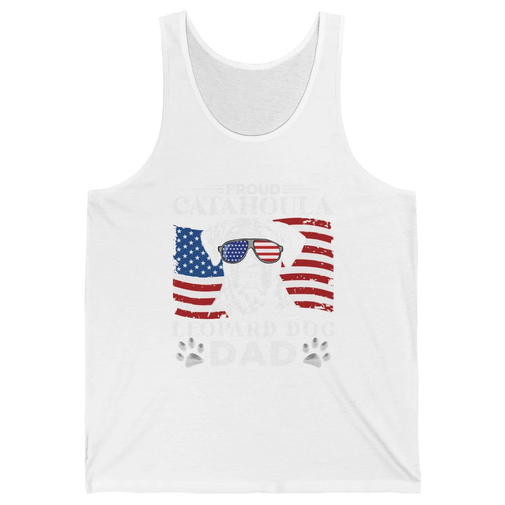 Proud Catahoula Leopard Dog Dad US Flag Patriotic 4th July Unisex Jersey Tank