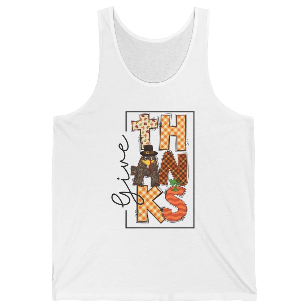 Give Thanks Happy Fall Pumpkin Turkey Dinner Thanksgiving Unisex Jersey Tank
