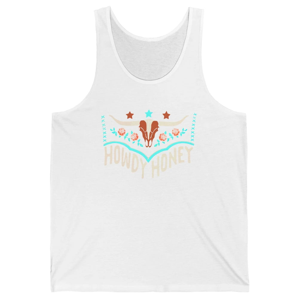 Retro Bull Skull Howdy Honey Western Country Cowboy Gift Unisex Jersey Tank