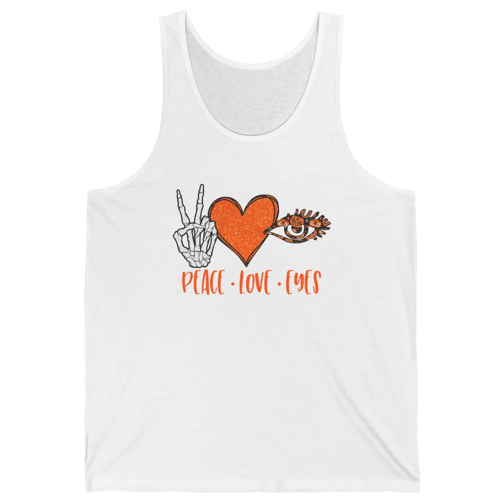 Optician Halloween Peace Love Eyes Optometrist Pumpkin Gift Unisex Jersey Tank