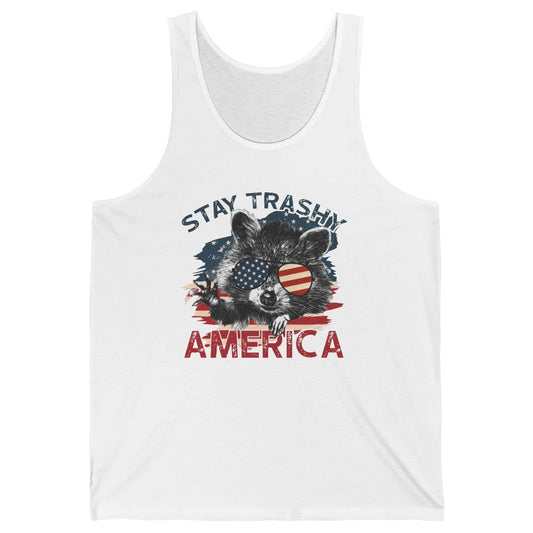 Raccoon US Flag Glasses Stay Trashy America Patriot Racoon Unisex Jersey Tank