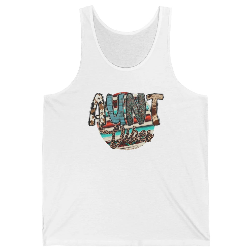 Retro Aunt Vibes Western Aunt Cowhide Leopard Auntie Gift Unisex Jersey Tank