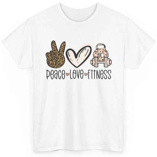 Peace Love Fitness Leopard Fitness Workout Gym Trainer Gift Classic Unisex T-Shirt