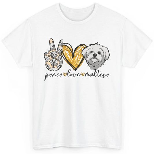 Peace Love Maltese Dog Maltese Dad Mom Mothers Fathers Day Classic Unisex T-Shirt