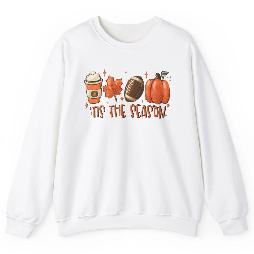 Pumpkin Spice Football Tis The Season Fall Thanksgiving Gift Unisex Crewneck Sweatshirt