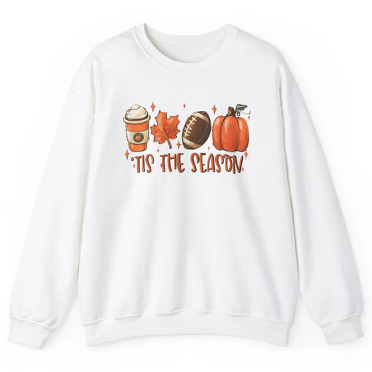 Pumpkin Spice Football Tis The Season Fall Thanksgiving Gift Unisex Crewneck Sweatshirt