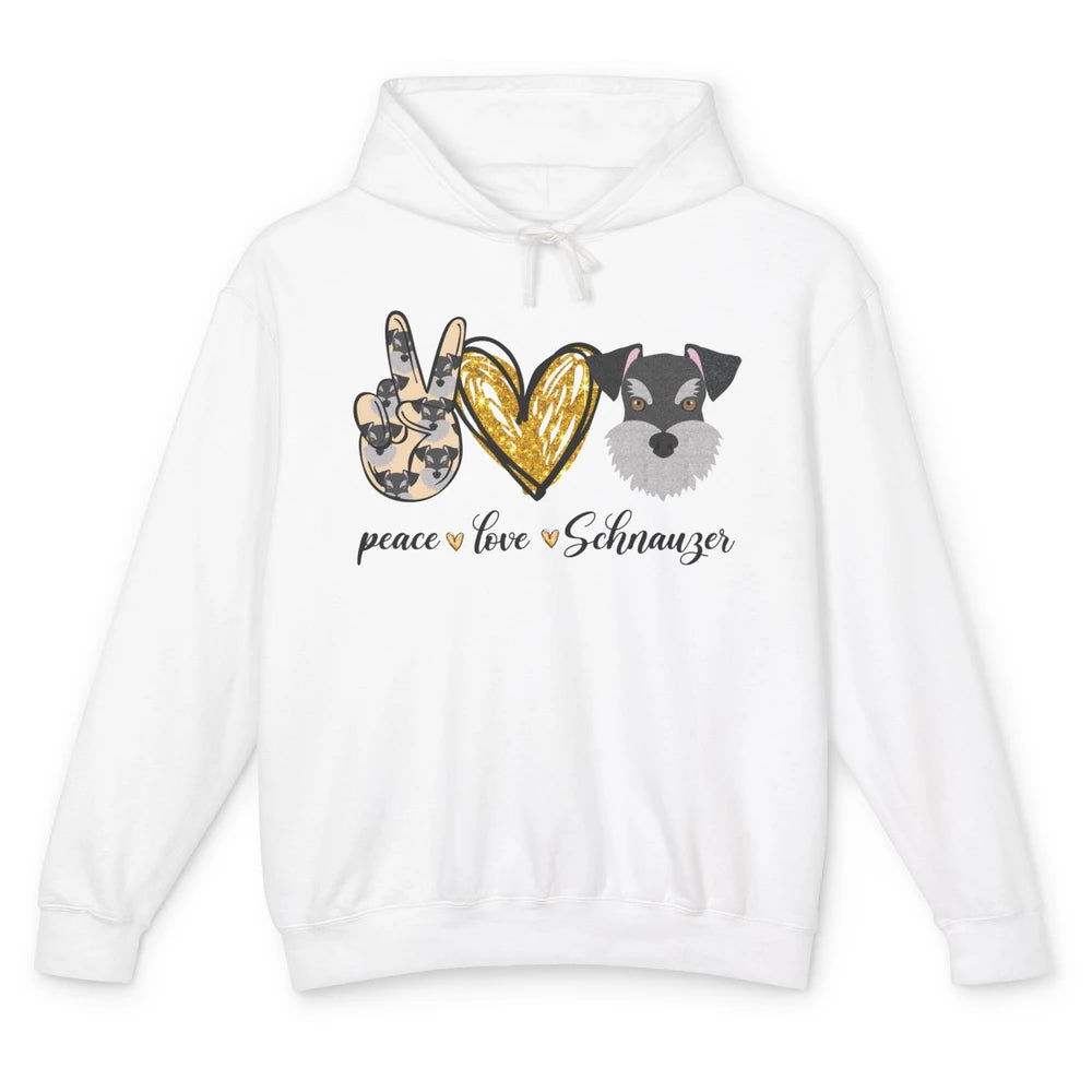 Peace Love Schnauzer Dog Lover Schnauzer Dad Mom Gift Unisex Lightweight Hoodie