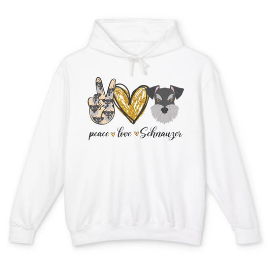 Peace Love Schnauzer Dog Lover Schnauzer Dad Mom Gift Unisex Lightweight Hoodie