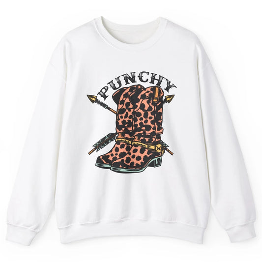 Retro Cowgirl Boots Leopard Punchy Western Country Cowboy Unisex Crewneck Sweatshirt