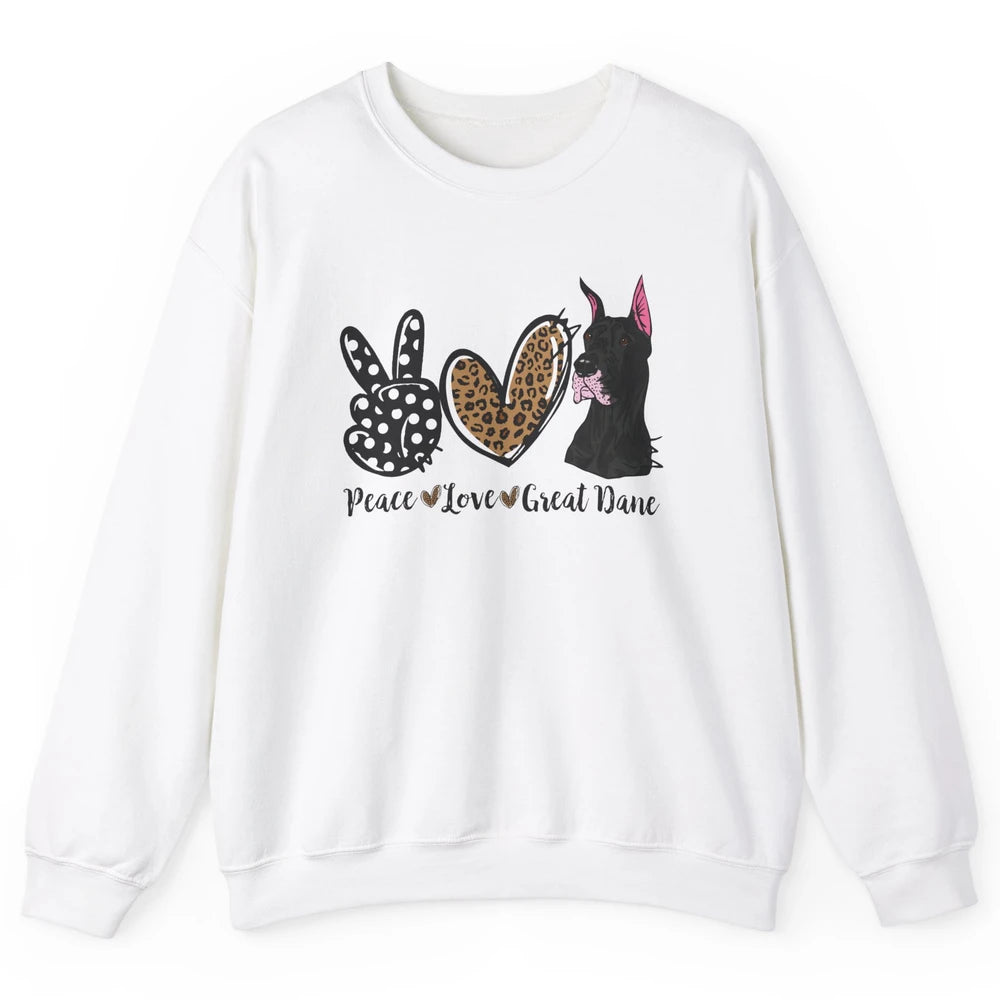 Peace Love Great Dane Dog Mom Dad Great Dane Lovers Leopard Unisex Crewneck Sweatshirt