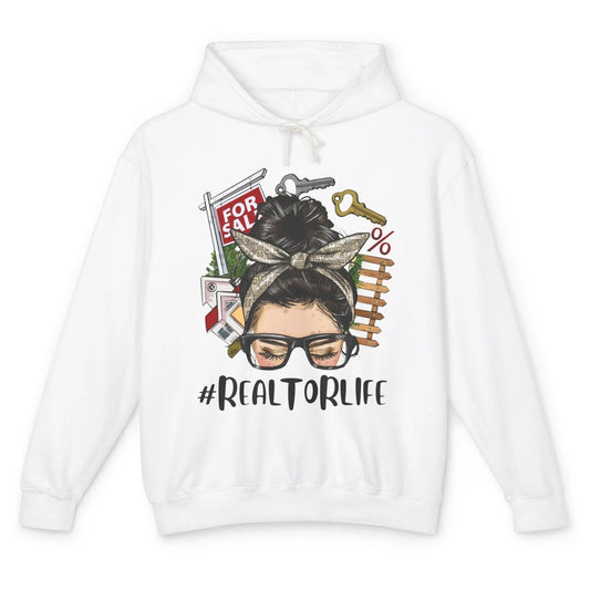 Realtor Life Messy Bun Real Estate Agent Housing Investment Unisex Lightweight Hoodie