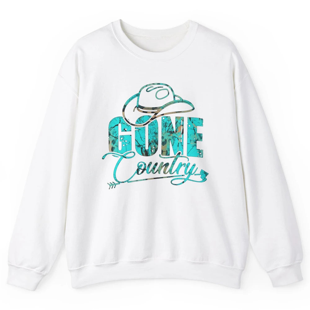 Retro Cowboy Hat Gone Country Western Country Cowgirl Gift Unisex Crewneck Sweatshirt