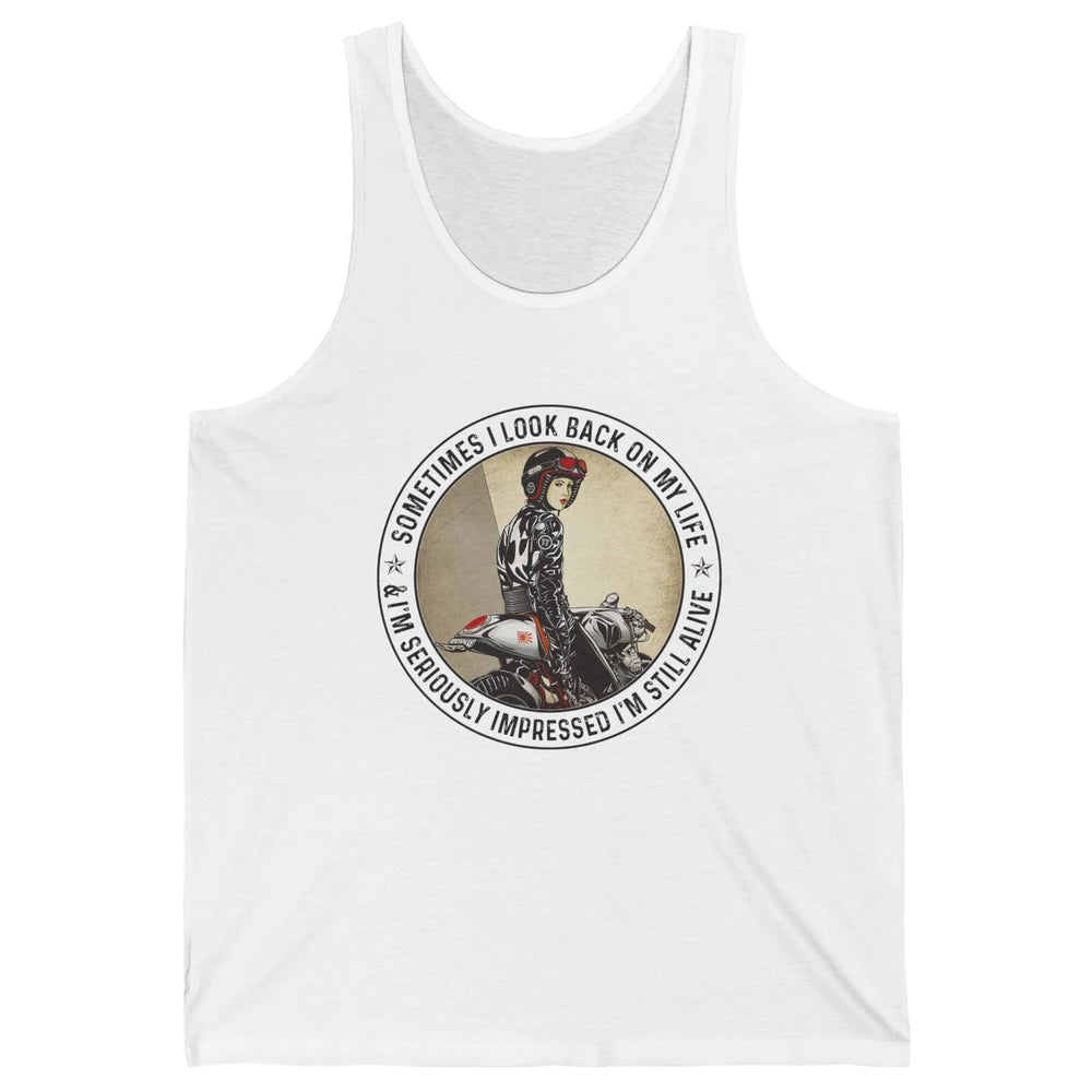 Retro Biker Sometimes I Look Back On My Life Motorcycle Gift Unisex Jersey Tank
