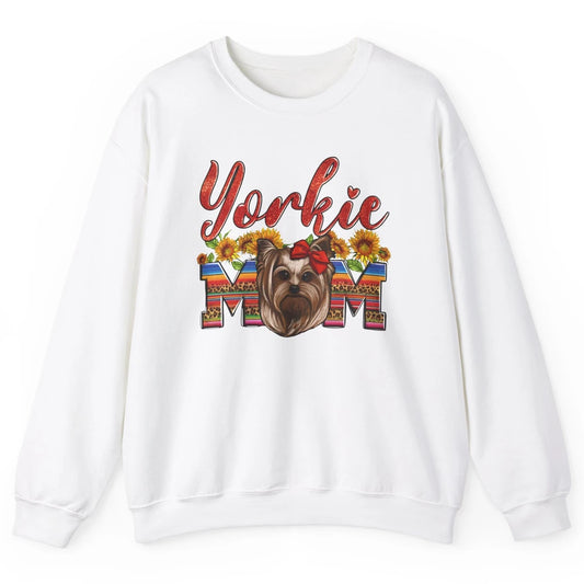 Yorkie Mom Sunflowers Leopard Yorkshire Terrier Dog Mom Gift Unisex Crewneck Sweatshirt