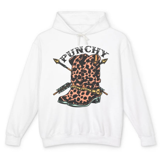 Retro Cowgirl Boots Leopard Punchy Western Country Cowboy Unisex Lightweight Hoodie