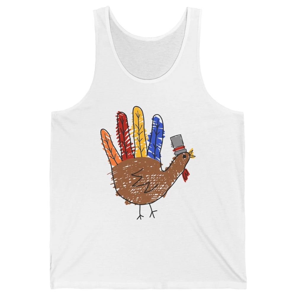 Thanksgiving Hand Turkey Funny Thanksgiving Teacher Thankful Unisex Jersey Tank