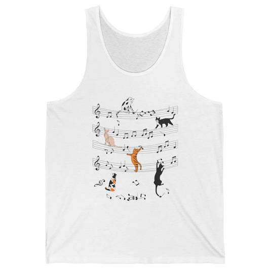 Cat On Music Sheets Cute Music Notes Funny Cat Musician Unisex Jersey Tank