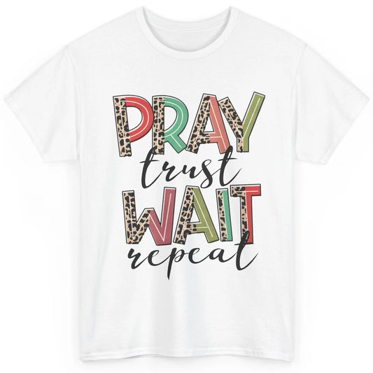 Retro Leopard Pray Wait Trust Repeat Christian Motivational Classic Unisex T-Shirt